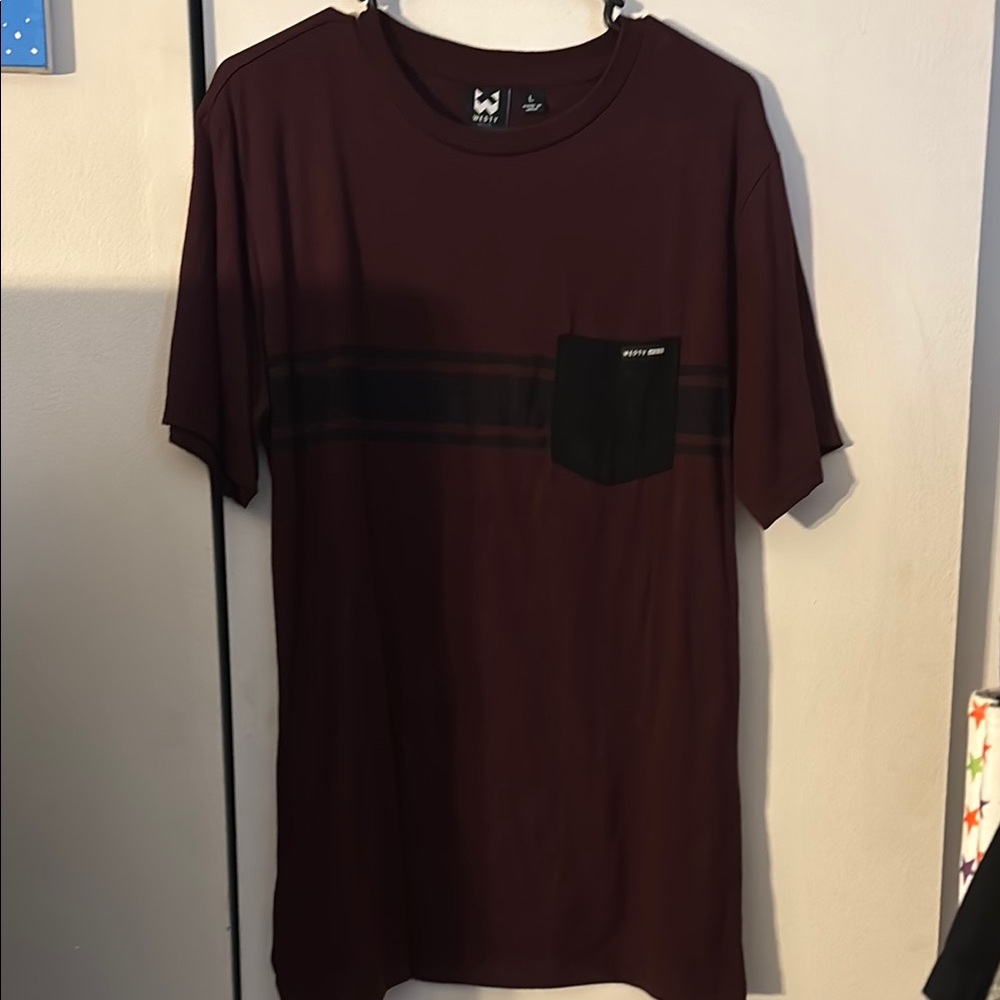 Men's Maroon Shirt with Black Pocket